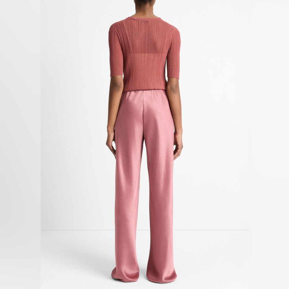 Vince Pink Satin Wide-Leg Pants - Picture 3 of 8